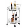 Fabulaxe Round Wood Serving Bar Cart Tea Trolley w/2 Tier Shelves and Rolling Wheels, Silver, White and Gray QI003779.GY